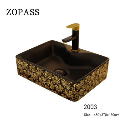 Galvanize o tampo da mesa cerâmico da bacia do quadrado dourado para o armário
