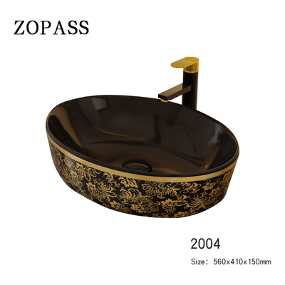 O ouro galvaniza a forma redonda superior de Art Sanitary Ware Basin Table