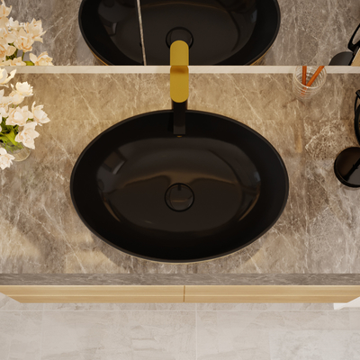 O ouro galvaniza a forma redonda superior de Art Sanitary Ware Basin Table