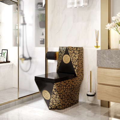 Siphonic dourado preto cerâmico uma parede Hung Easy Clean do toalete da parte