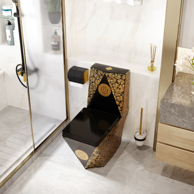 Siphonic dourado preto cerâmico uma parede Hung Easy Clean do toalete da parte