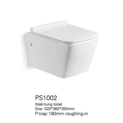 Parede sem aro Hung Toilet Gravity Flushing do estojo compacto branco da cor