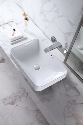 Mão superior contrária branca Art Wash Basin retangular da cor cerâmica do dissipador do banheiro da bacia do tampo da mesa
