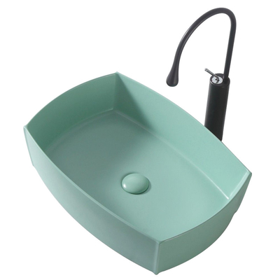 dissipador cerâmico superior contrário Matte Light Green Color da bacia do quadrado 12L