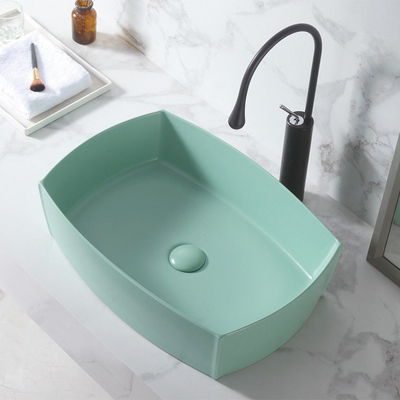 dissipador cerâmico superior contrário Matte Light Green Color da bacia do quadrado 12L