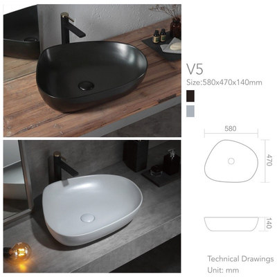 bacia sanitária dos mercadorias da irregularidade de 580*470*140mm com suporte baixo