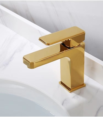 Torneira lustrada da bacia de lavagem do punho do torneira sanitário de bronze dourado dos mercadorias única