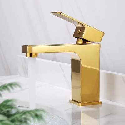 Torneira lustrada da bacia de lavagem do punho do torneira sanitário de bronze dourado dos mercadorias única