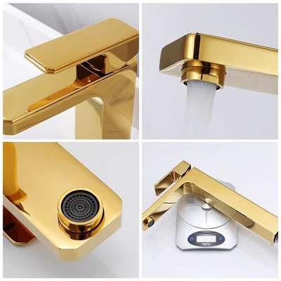 Torneira lustrada da bacia de lavagem do punho do torneira sanitário de bronze dourado dos mercadorias única