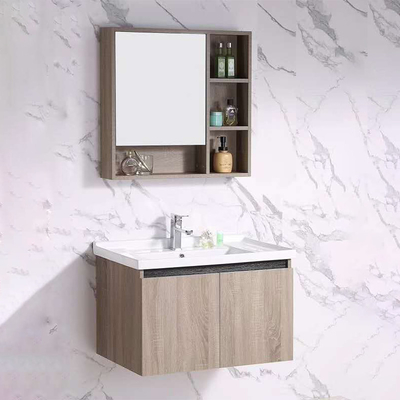 Parede espelhada Hung Vanity Units dos armários de banheiro da madeira maciça