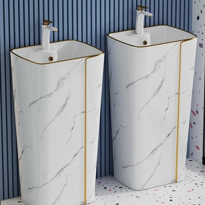 Linha cerâmica cilíndrica do ouro de Art Basin Marble Design With do único furo