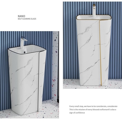 Linha cerâmica cilíndrica do ouro de Art Basin Marble Design With do único furo