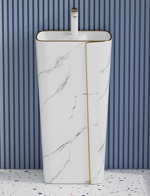 Linha cerâmica cilíndrica do ouro de Art Basin Marble Design With do único furo