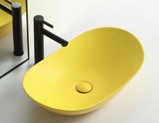 O estilo moderno acima do círculo contrário da bacia dá forma a Matte Yellow Color