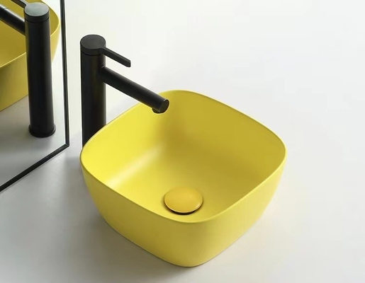 O estilo moderno acima do círculo contrário da bacia dá forma a Matte Yellow Color
