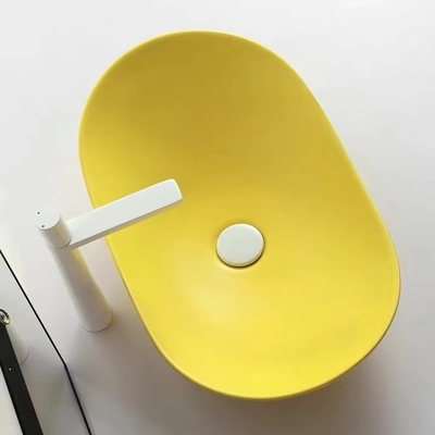 O estilo moderno acima do círculo contrário da bacia dá forma a Matte Yellow Color