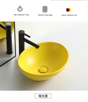 O estilo moderno acima do círculo contrário da bacia dá forma a Matte Yellow Color