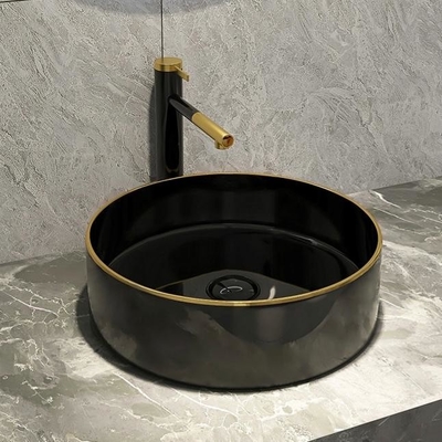 Bacia de lavagem cerâmica redonda cerâmica Matte Shiny Black Color da bancada