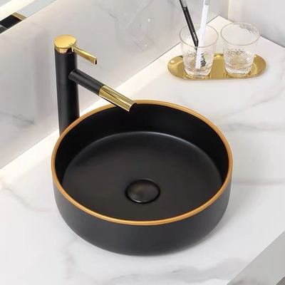 Bacia de lavagem cerâmica redonda cerâmica Matte Shiny Black Color da bancada