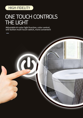 O banheiro esperto do diodo emissor de luz do círculo espelha a vaidade do hotel com luz do controle do toque